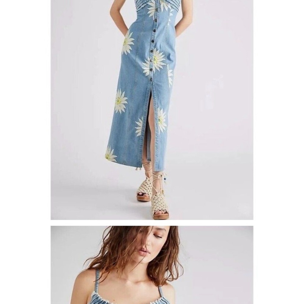 Free People Blue Floral Button-Down Dress
